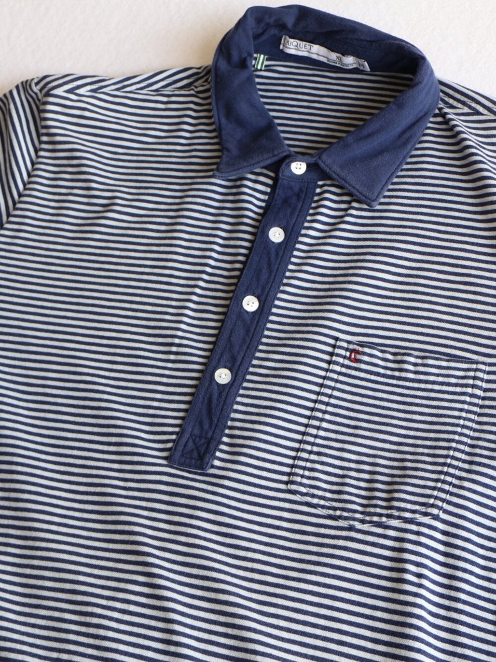 Criquet Polo Shirt Men's XL Blue White Striped Pima Cotton Stretch